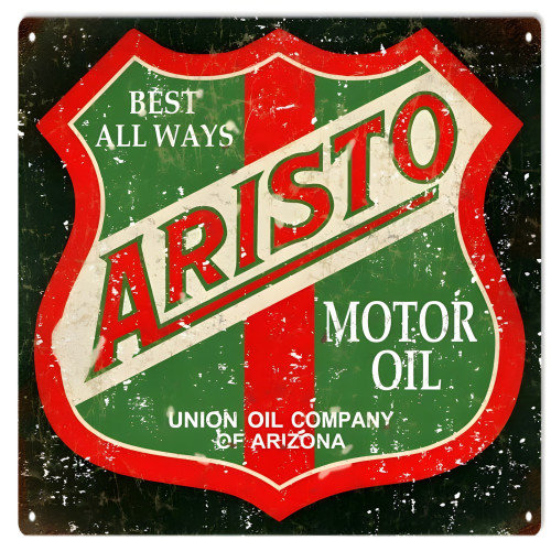 Aristo Motor Oil Station Metal Sign - 12" x 12"