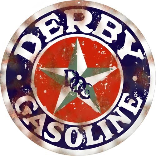 Derby Gasoline Metal Sign - 14" Round