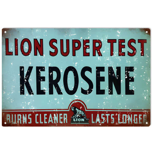Lion Kerosene Gas Station Metal Sign - 12" x 18"