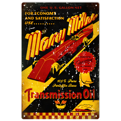 Many Miles Transmission Oil Advertisement Metal Sign - 12" x 18"