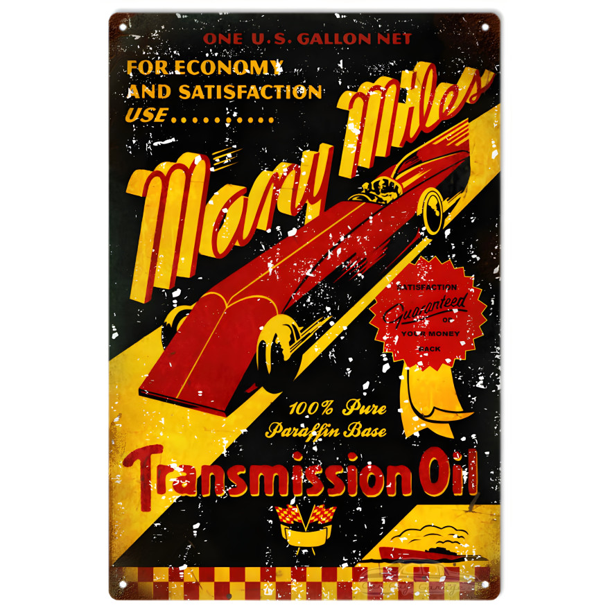 Many Miles Transmission Oil Advertisement Metal Sign - 12" x 18" Many Miles Transmission Oil Advertisement Metal Sign - 12" x 18"