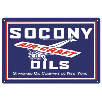 Socony Aircraft Oils Standard Oil Company Metal Sign - 12" x 18"