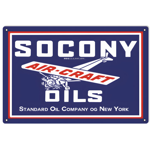 Socony Aircraft Oils Standard Oil Company Metal Sign - 12" x 18"