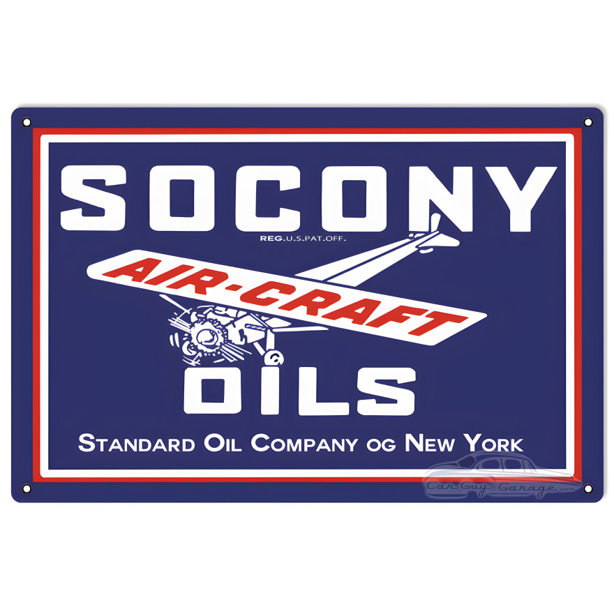 Socony Aircraft Oils Standard Oil Company Metal Sign - 12" x 18" Socony Aircraft Oils Standard Oil Company Metal Sign - 12" x 18"