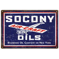 Socony Aircraft Oils Standard Oil Company Metal Sign - 12" x 18"