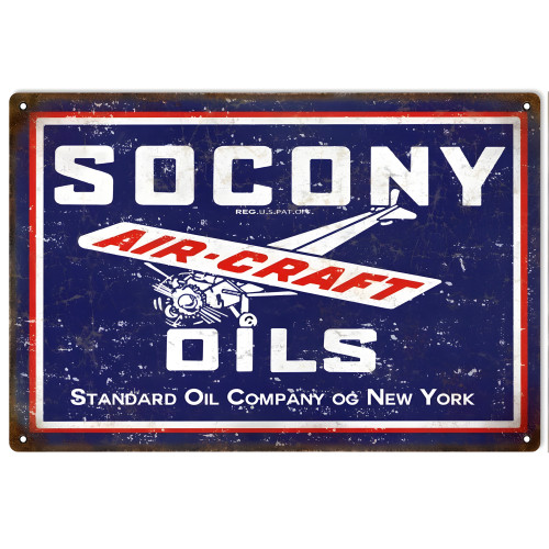 Socony Aircraft Oils Standard Oil Company Metal Sign - 12" x 18"