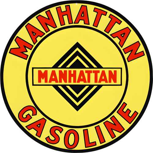 Manhattan Gasoline Metal Sign - 14" Round