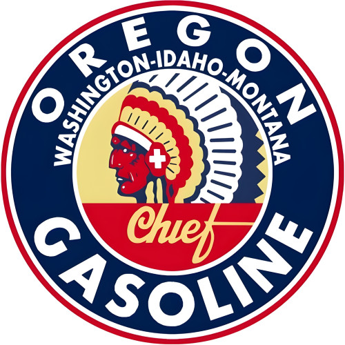 Chief Gasoline Metal Sign - 14" Round