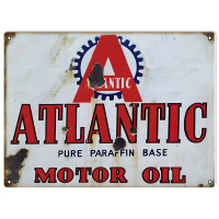 Atlantic Pure Paraffin Base Motor Oil Metal Sign - 9" x 12"