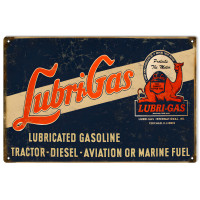 Lubri Gas Lubricated Gasoline Metal Sign - 12" x 18"