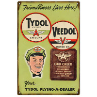 Tydol Veedol Dealer Metal Sign - 12" x 18"