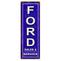 Ford Sales & Service Metal Sign - 8" x 24"