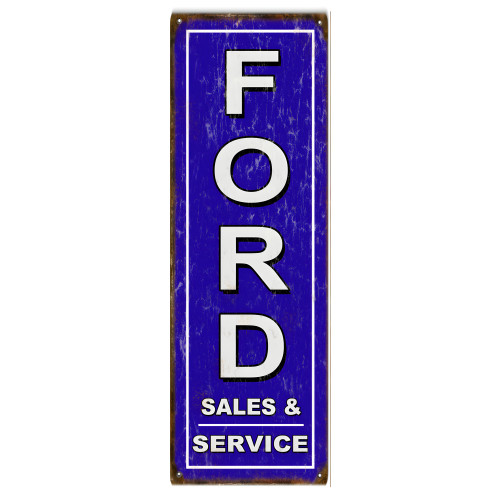 Ford Sales & Service Metal Sign - 8" x 24"