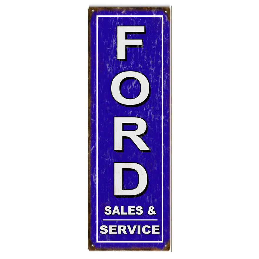 Ford Sales & Service Metal Sign - 8" x 24" Ford Sales & Service Metal Sign - 8" x 24"