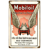 Mobil Oil Makes Your Car Fairly Fly Metal Sign - 12" x 18"
