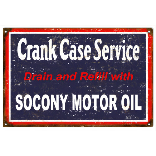 Socony Motor Oil Crank Case Service Station Metal Sign - 12" x 18"