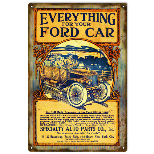 Ford Classic Car Specialty Auto Parts Metal Sign - 12" x 18"