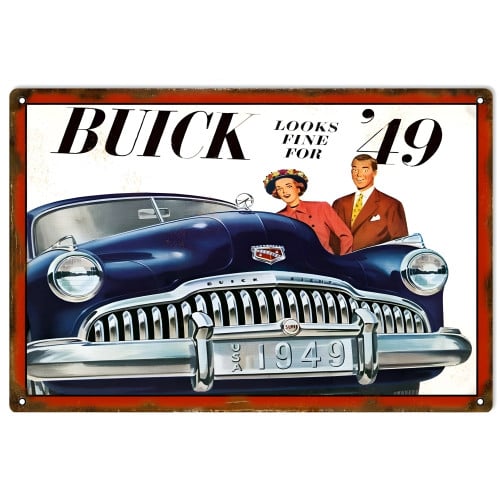 Buick Looks Fine For 49 Metal Sign - 12" x 18"