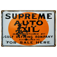 Supreme Auto Oil Manufactured By Gulf Refining Company Metal Sign - 12" x 18"