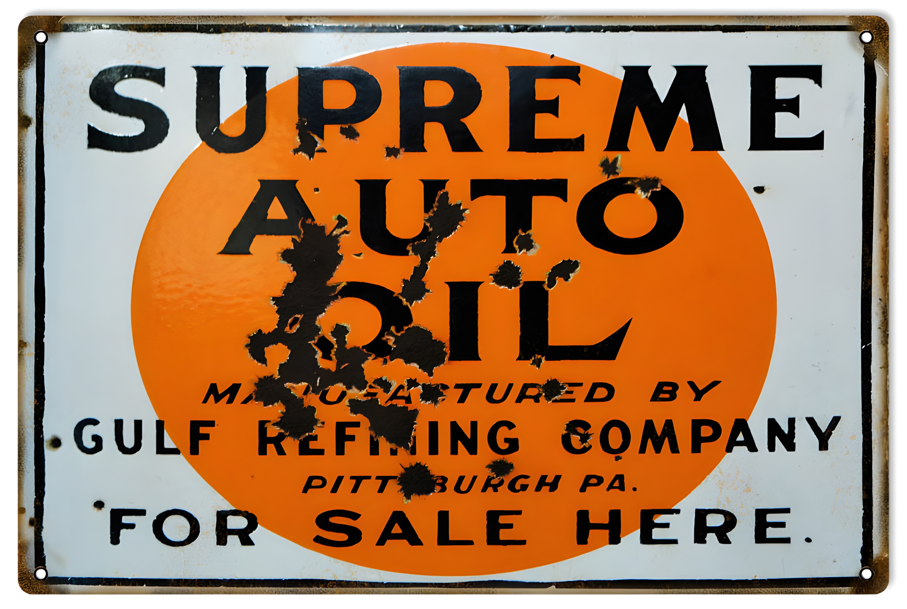 Vintage Gulf Oil Sign - Supreme Auto Oil 12 x 18