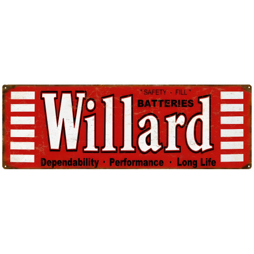 Willard Dependable Batteries Metal Sign - 6" x 18"