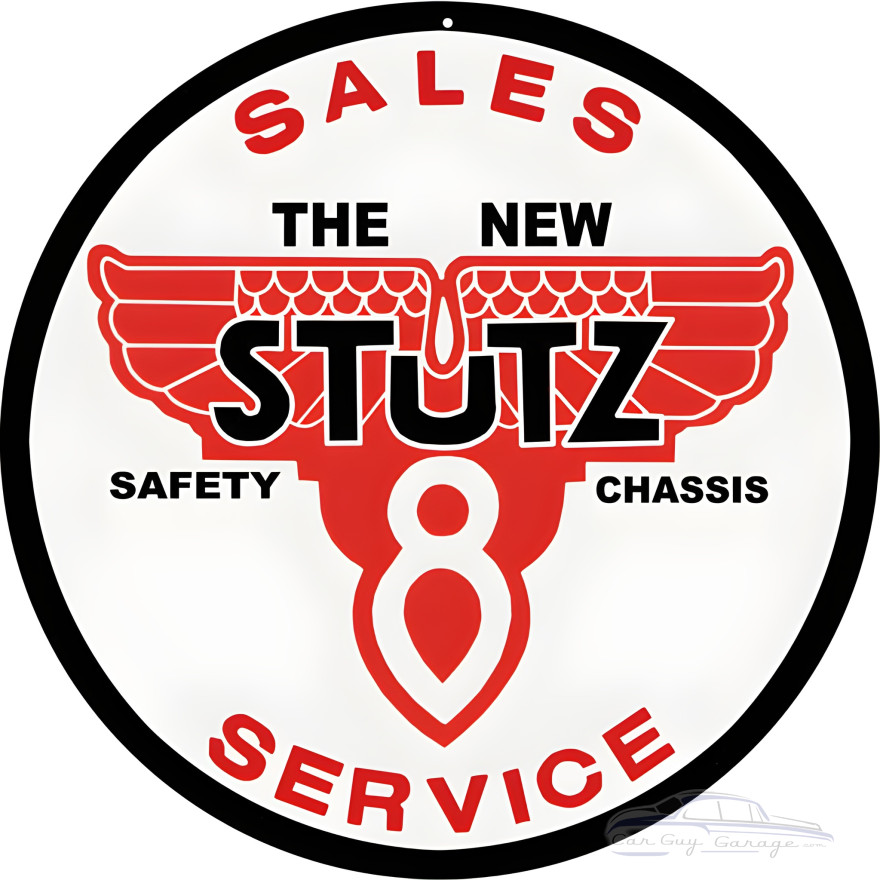 The New Stutz 8 Safety Chassis Service Metal Sign - 14" Round The New Stutz 8 Safety Chassis Service Metal Sign - 14" Round