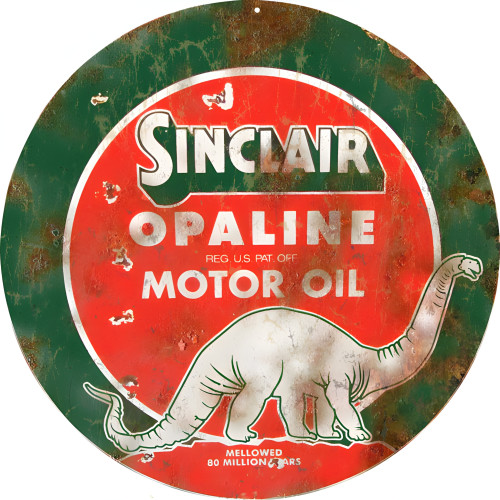Sinclair Opaline Motor Oil Metal Sign - 14" Round