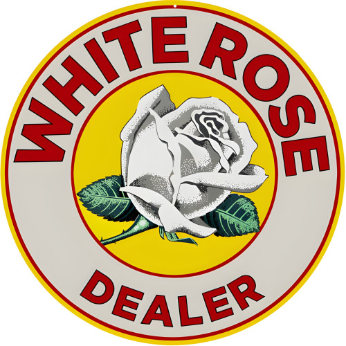 White Rose Dealer Metal Sign - 14" Round