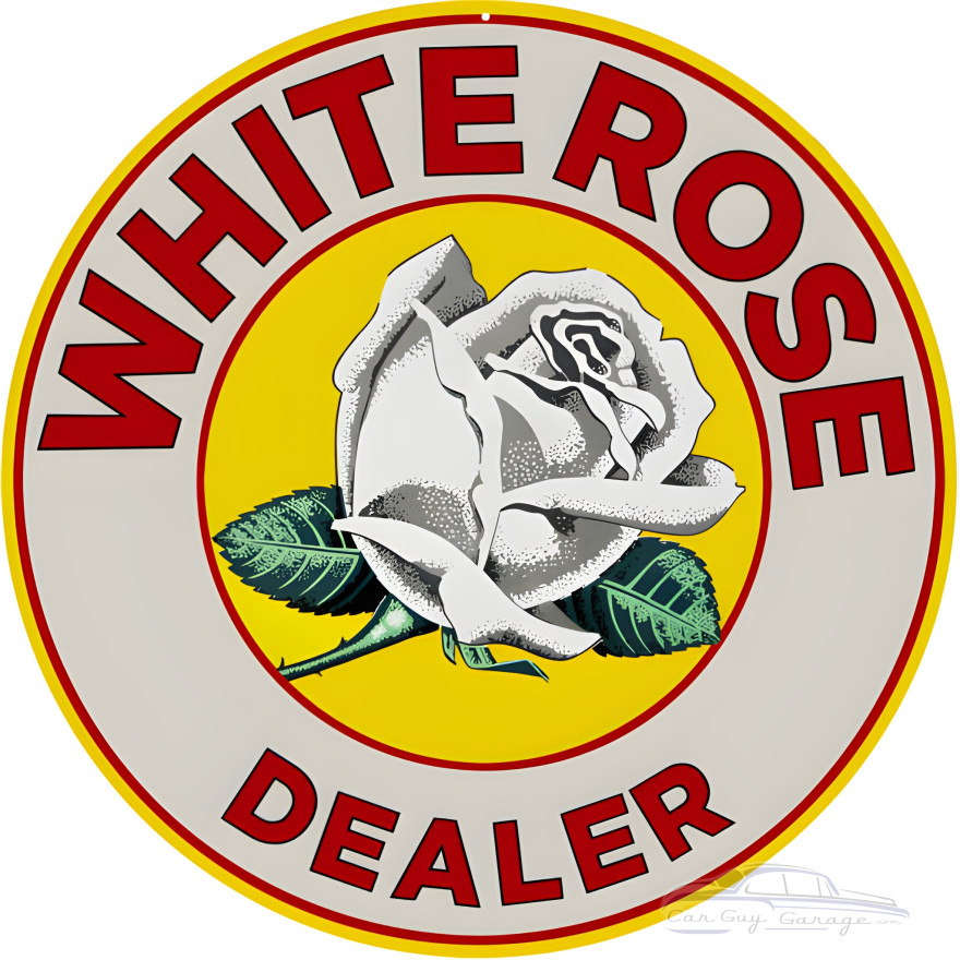 White Rose Dealer Metal Sign - 14" Round White Rose Dealer Metal Sign - 14" Round