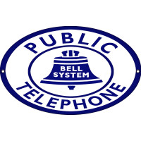Public Telephone Bell System Metal Sign - 9" x 14"