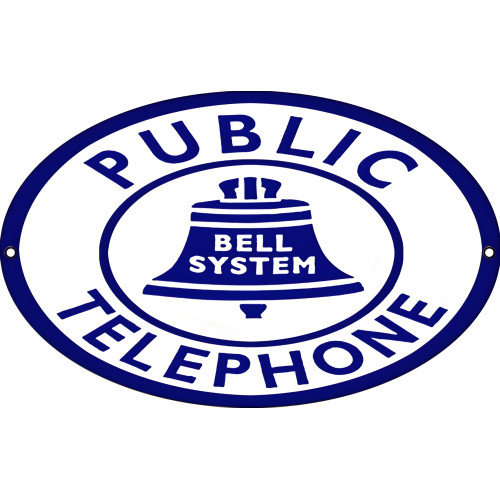 Public Telephone Bell System Metal Sign - 9" x 14"