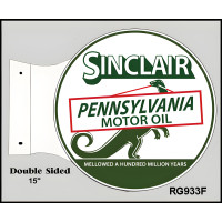 Sinclair Pennsylvania Motor Oil Double Sided Flange Metal Sign - 15" x 17.5"