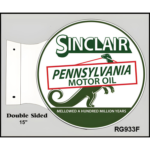 Sinclair Pennsylvania Motor Oil Double Sided Flange Metal Sign - 15" x 17.5"