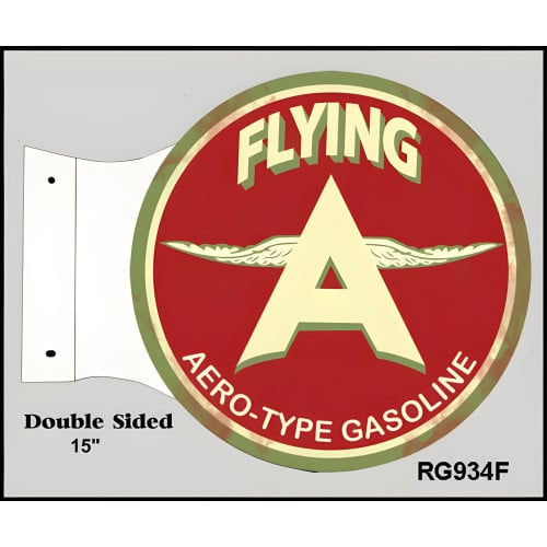 Flying A Gasoline Flange Metal Sign - 15" x 17.5"