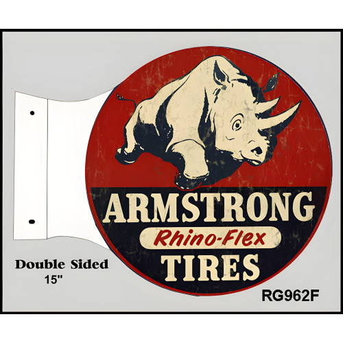Armstrong Rhino Flex Tires Double Sided Flange Metal Sign - 15" x 17.5"
