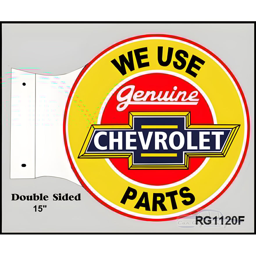 Genuine Chevrolet Parts Double Sided Flange Metal Sign - 15" x 17.5"