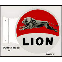 Lion Motor Oil Flange Metal Sign - 15" x 17.5"