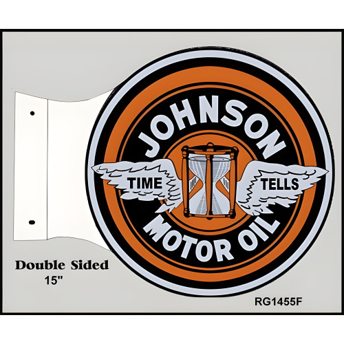 Johnson Motor Oil Time Tells Metal Sign - 15" x 17.5"