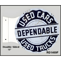 Dependable Used Cars Used Trucks Double Sided Flange Metal Sign - 15" x 17.5"