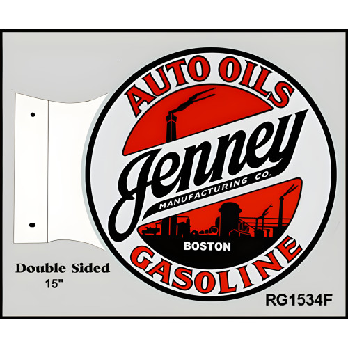 Jenney Gasoline Flange Metal Sign - 15" x 17.5"
