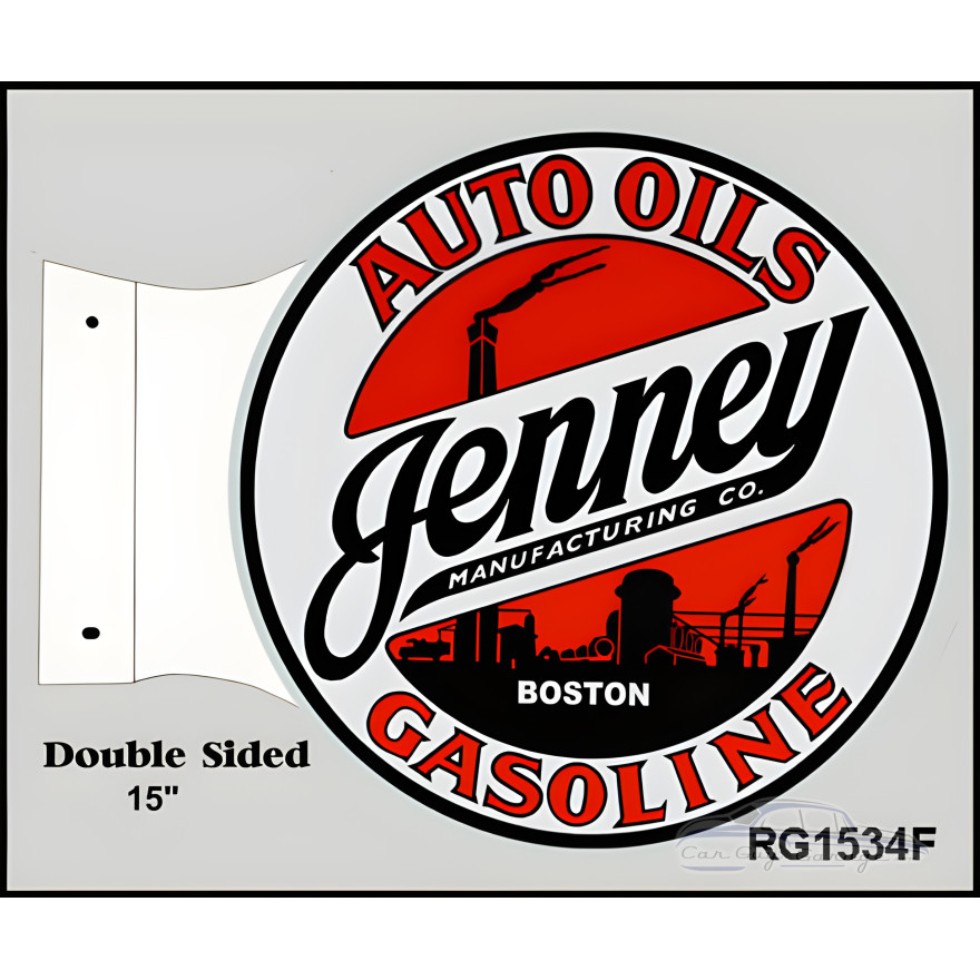 Jenney Gasoline Flange Metal Sign - 15" x 17.5" Jenney Gasoline Flange Metal Sign - 15" x 17.5"