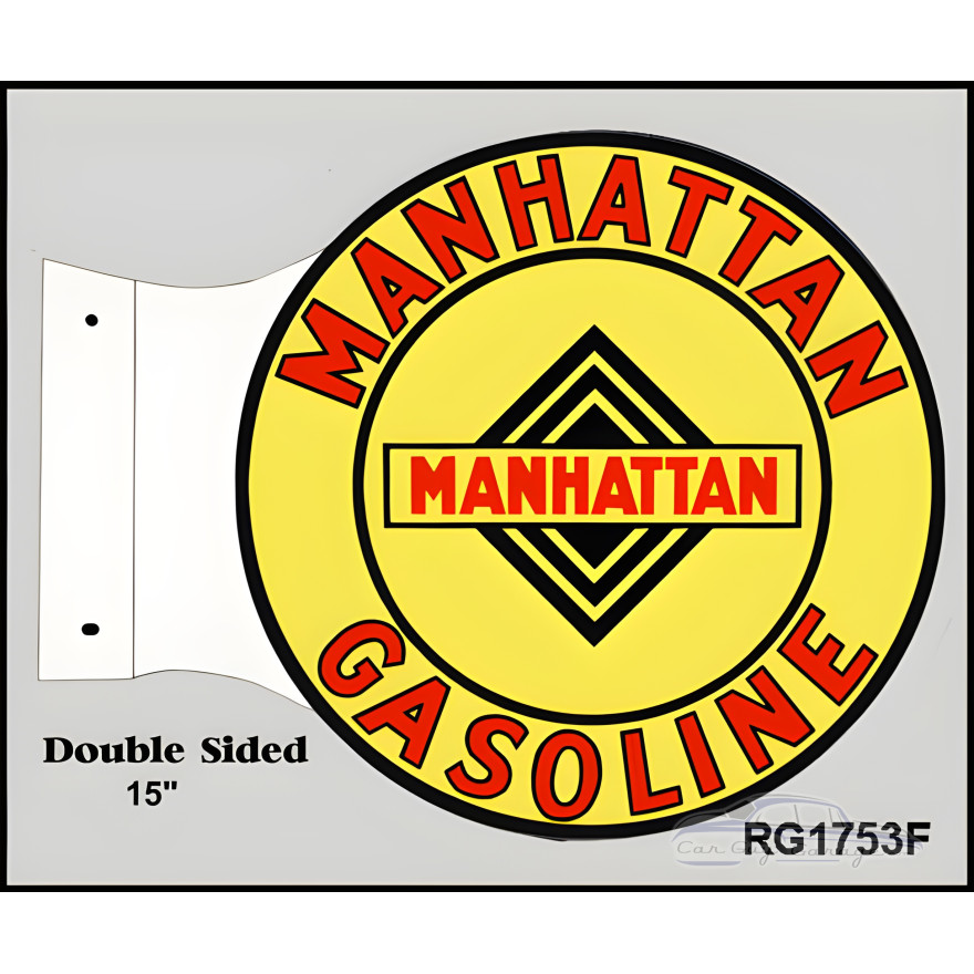 Manhattan Gasoline Flange Metal Sign - 15" x 17.5" Manhattan Gasoline Flange Metal Sign - 15" x 17.5"