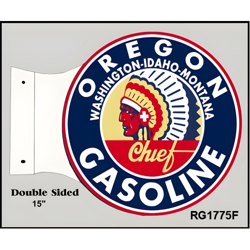 Chief Gasoline Flange Metal Sign - 15" x 17.5"