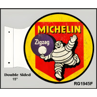 Michelin Zigzag Double Sided Flange Metal Sign - 15" x 17.5"