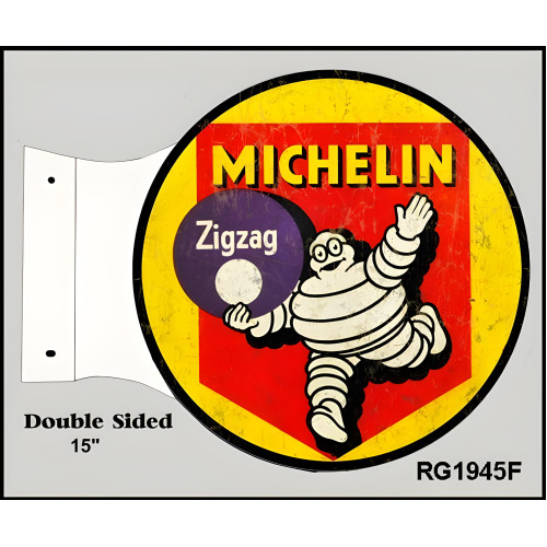 Michelin Zigzag Double Sided Flange Metal Sign - 15" x 17.5"