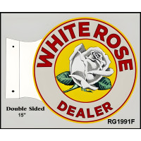 White Rose Service Double Sided Flange Metal Sign - 15" x 17.5"