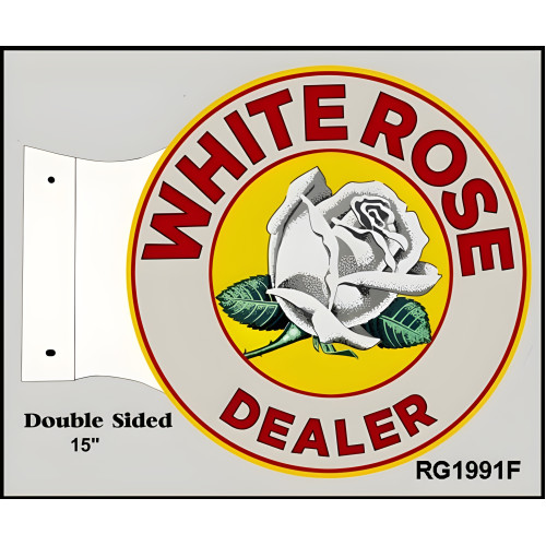 White Rose Service Double Sided Flange Metal Sign - 15" x 17.5"