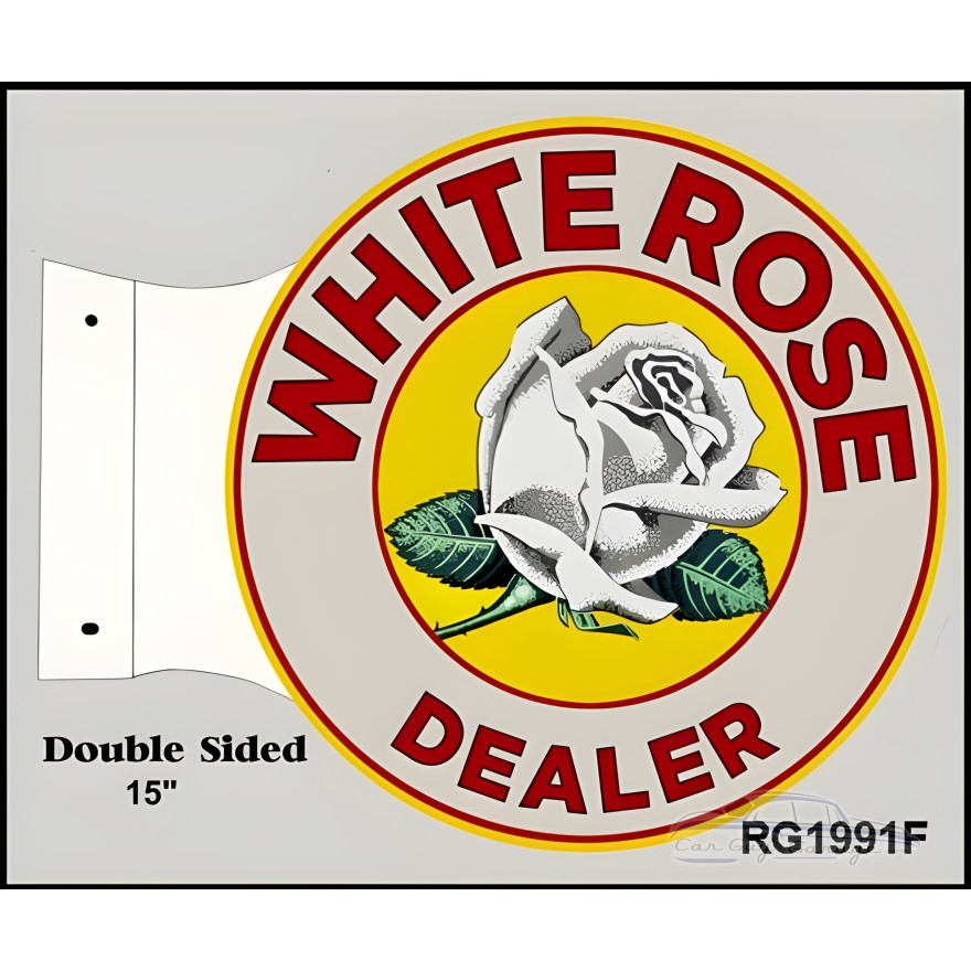 White Rose Service Double Sided Flange Metal Sign - 15" x 17.5" White Rose Service Double Sided Flange Metal Sign - 15" x 17.5"