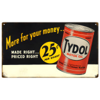 Tydol More For Your Money Motor Oil Metal Sign - 8" x 14"
