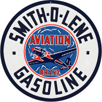 Smith-O-Lene Gasoline Aviation Brand Metal Sign - 14" Round